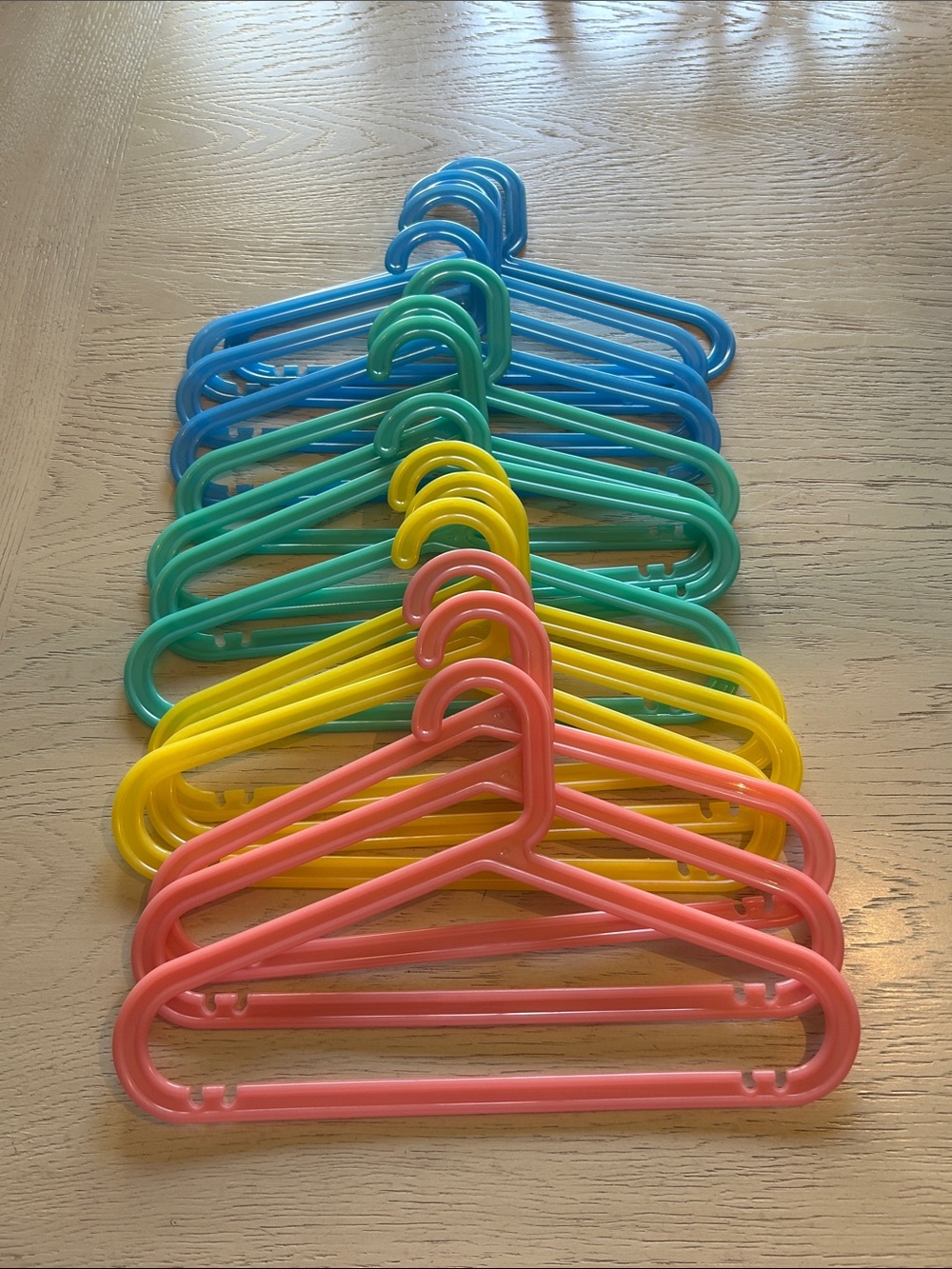 IKEA Plastic Kids Closet Hangers in Pink, Yellow, Green, Blue. 14 total